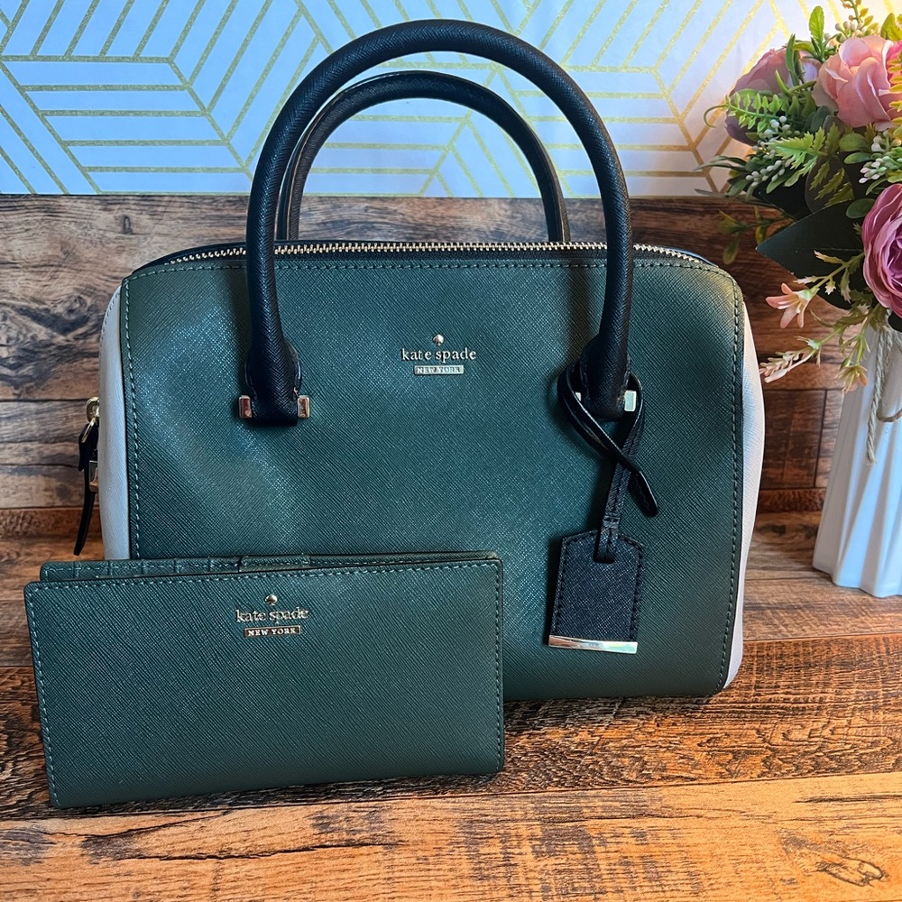Kate Spade Forest Green Satchel and Wallet